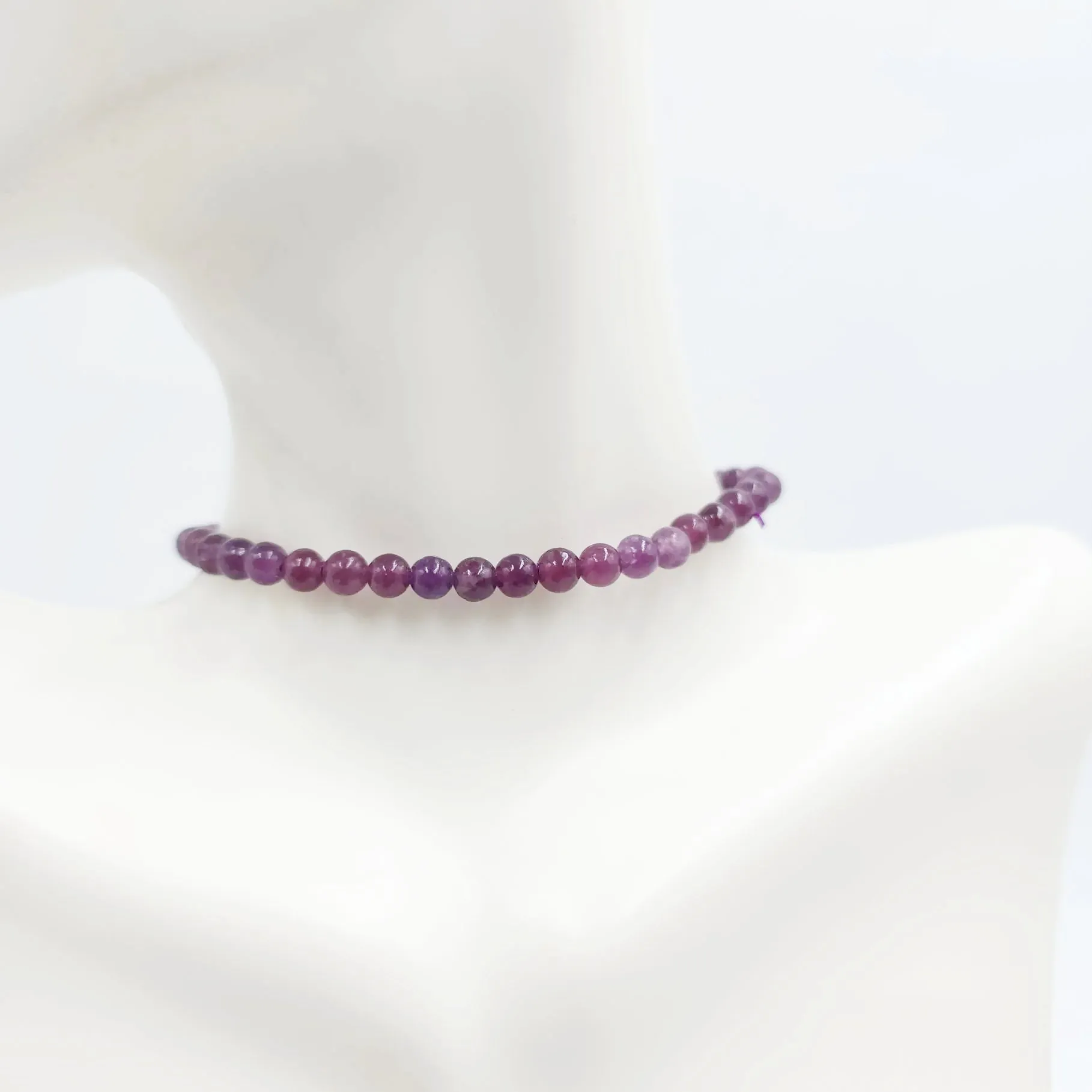 Lepidolite Bead Bracelet 4mm
