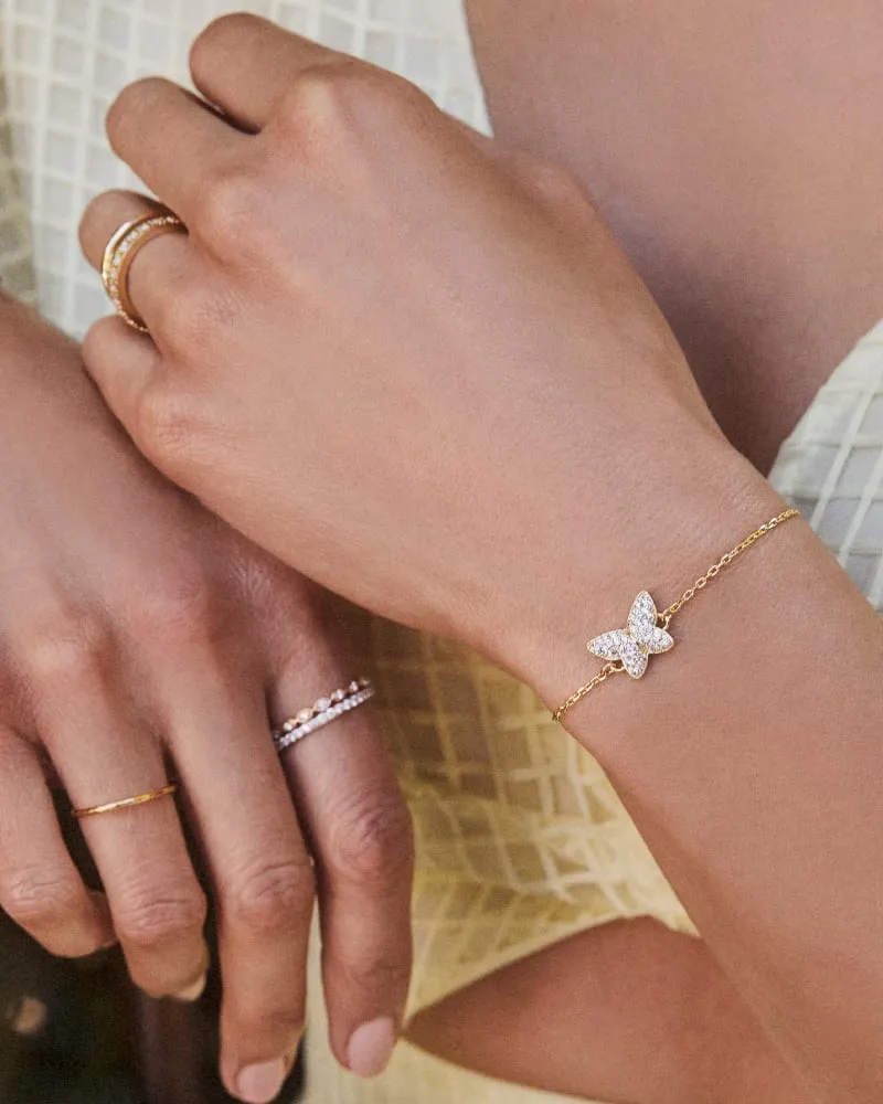 Lillia Delicate Gold Bracelet in Violet Crystal