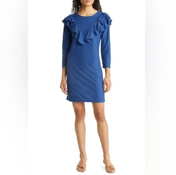 Lilly Pulitzer Pheby Swiss Dot Dress Oyster Bay Navy Size M