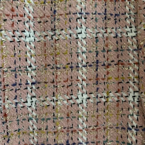 LOFT Sparkle Textured Tweed Pink Blazer Jacket with Gold Tone Buttons Size Large