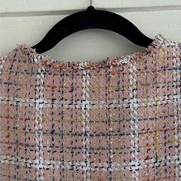 LOFT Sparkle Textured Tweed Pink Blazer Jacket with Gold Tone Buttons Size Large