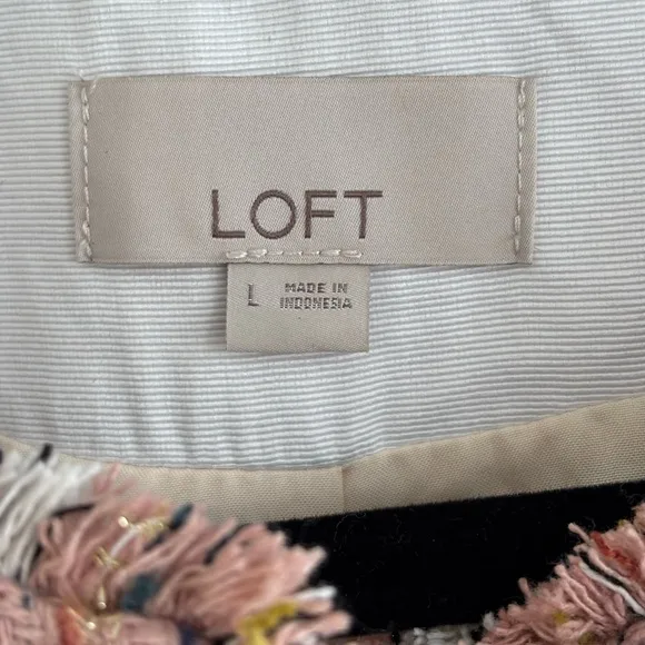 LOFT Sparkle Textured Tweed Pink Blazer Jacket with Gold Tone Buttons Size Large