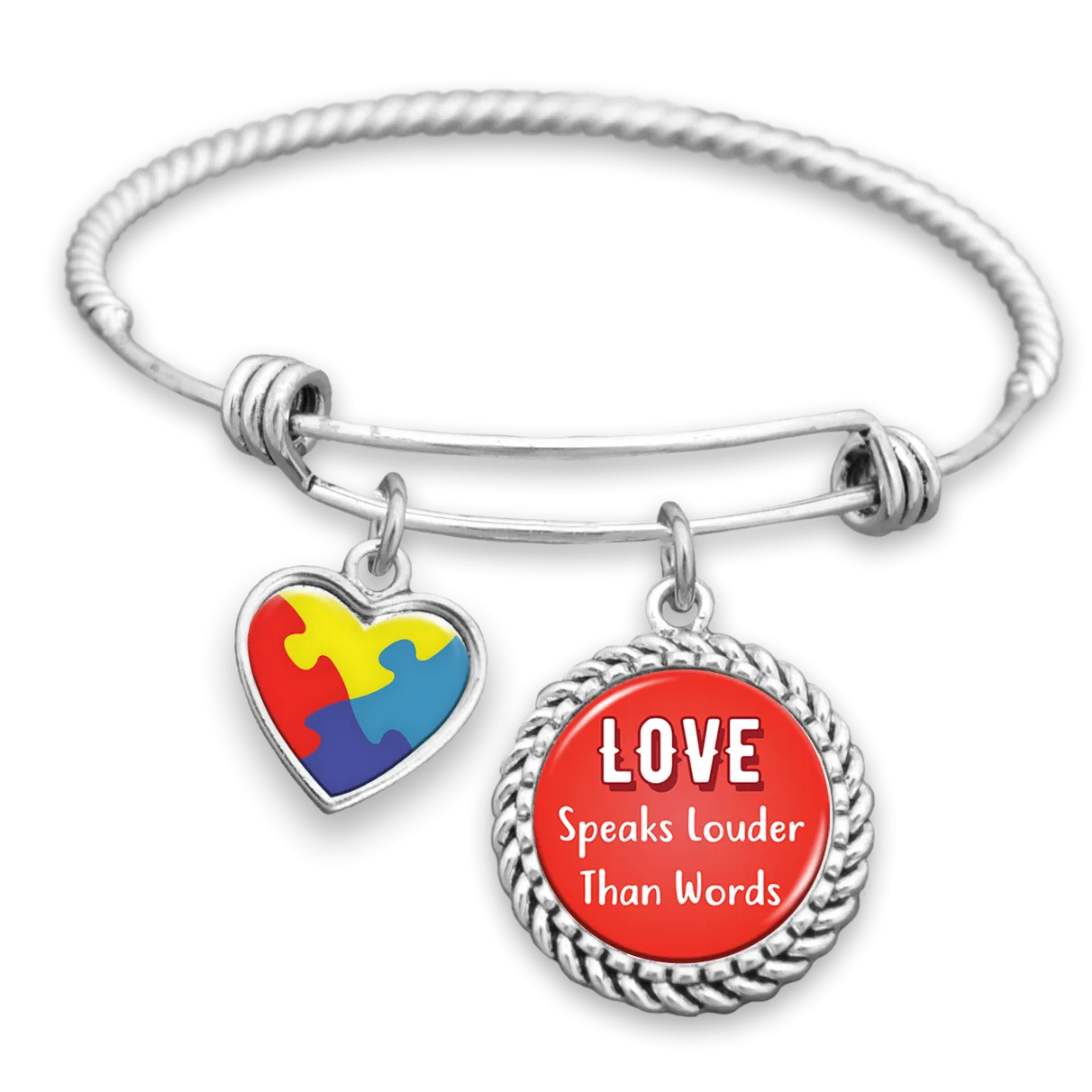 Love Speaks Louder Than Words Autism Awareness Charm Bracelet