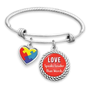 Love Speaks Louder Than Words Autism Awareness Charm Bracelet