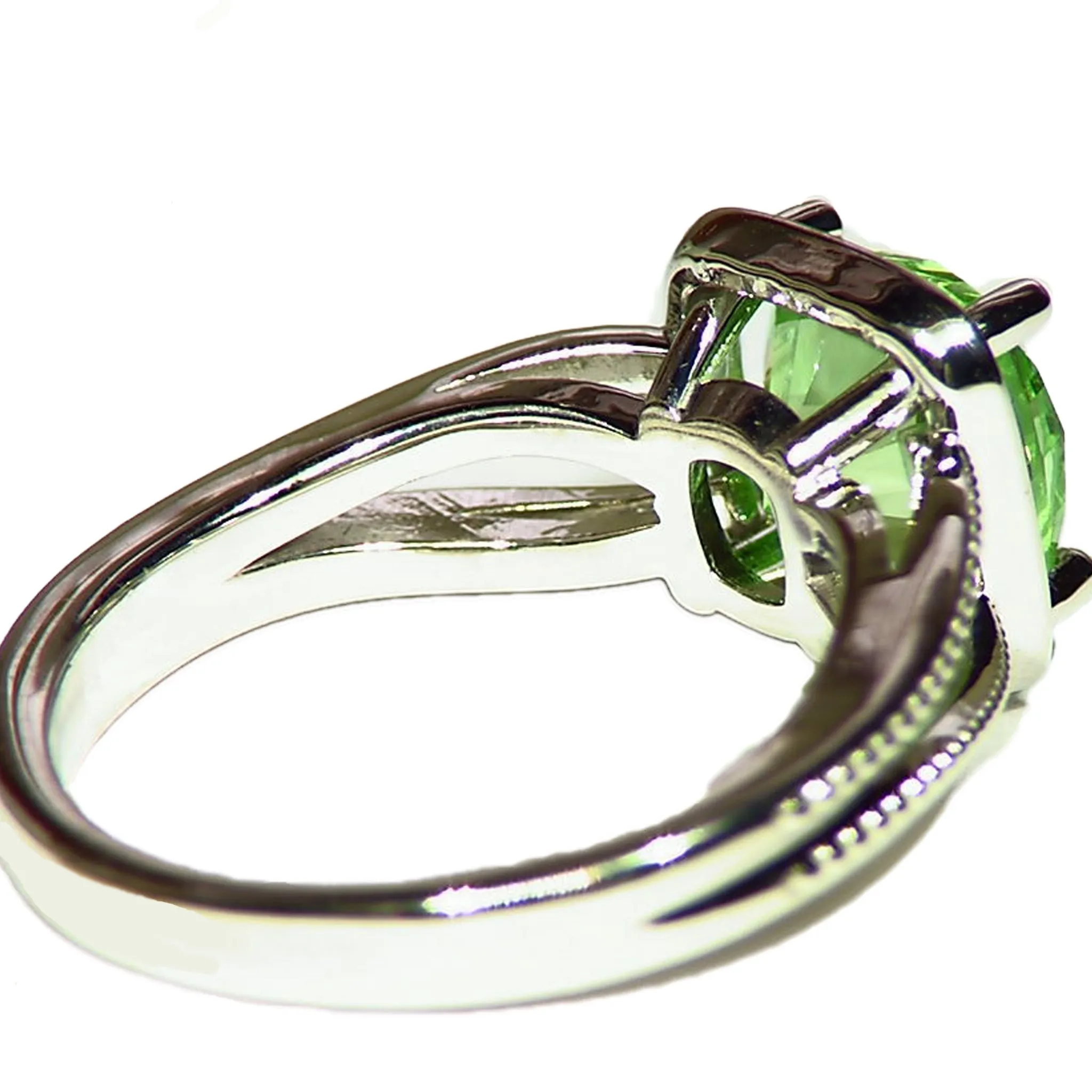 Lovely 3.2ct Merelani Mint Garnet 14k White Gold Ring