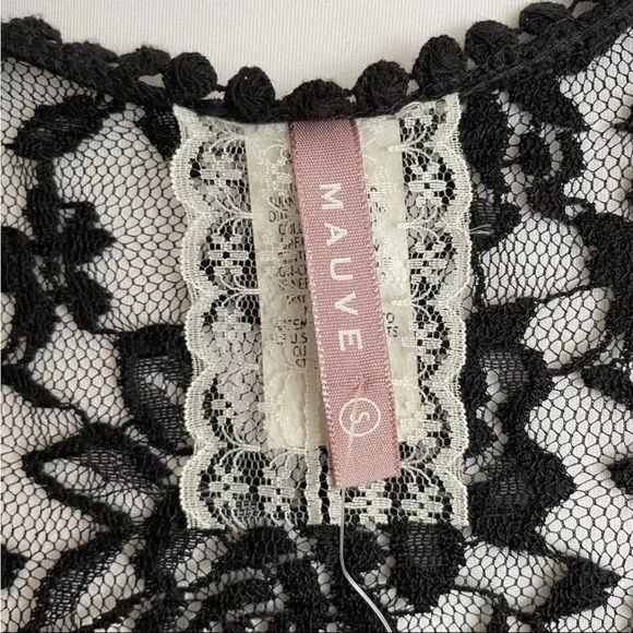 Mauve NWT Black Floral Lace Dressy Maxi Open Long Cardigan Size Small