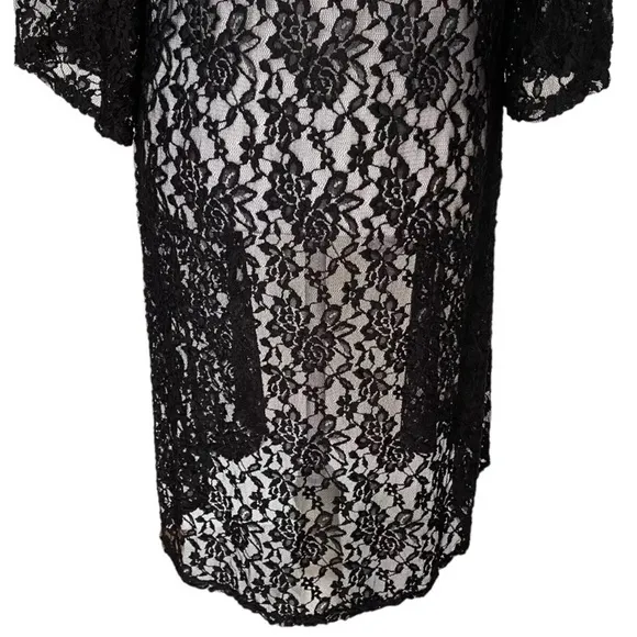 Mauve NWT Black Floral Lace Dressy Maxi Open Long Cardigan Size Small