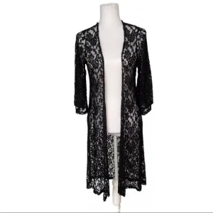 Mauve NWT Black Floral Lace Dressy Maxi Open Long Cardigan Size Small