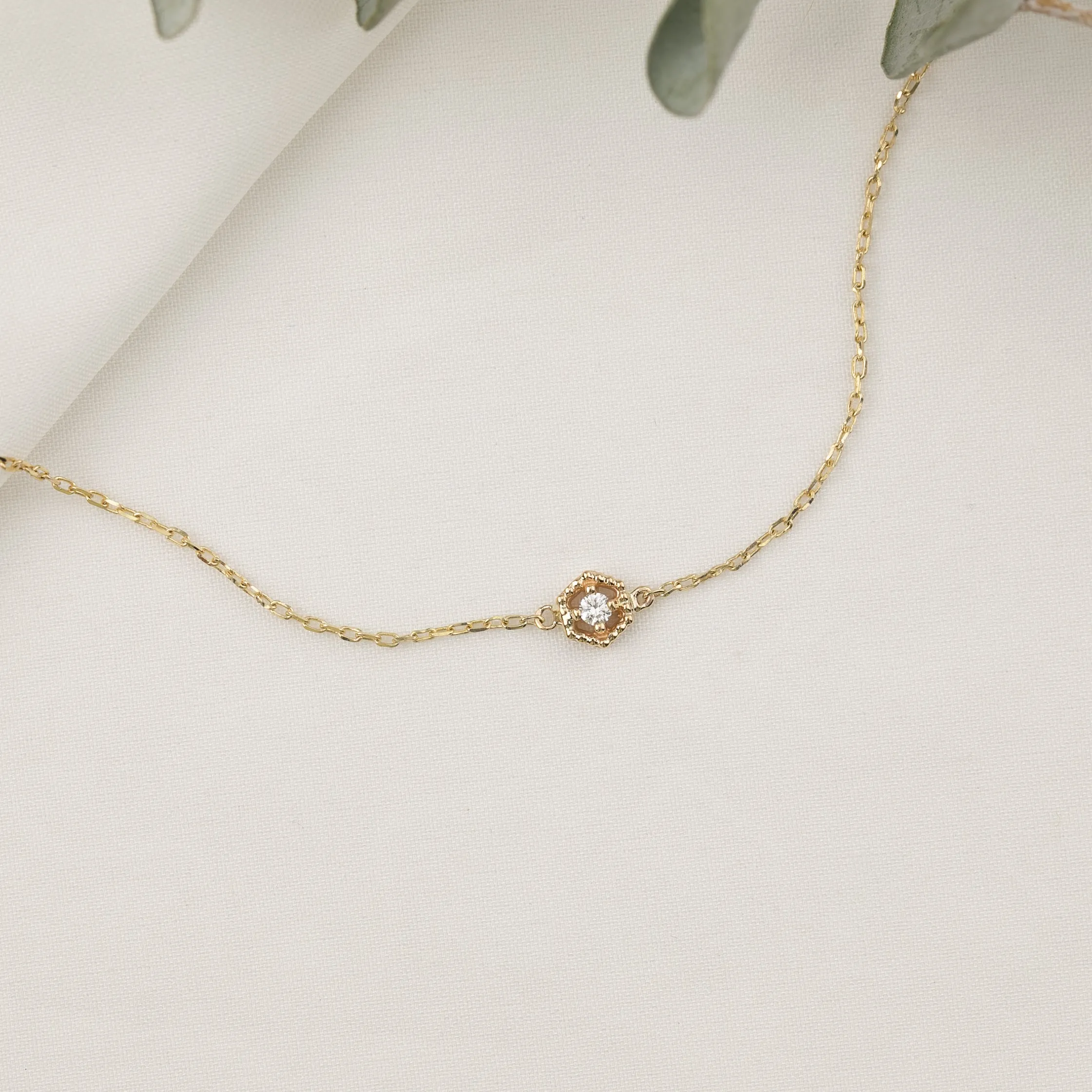 Milgrain Hexagon Birthstone Bracelet