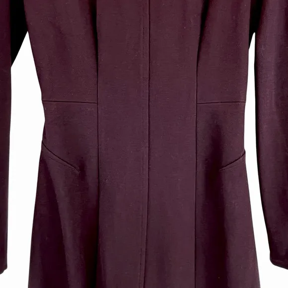 MM LaFleur Ellis Dress Aubergine Plum Ponte Knit Stretch A-line Zip Cuff Sz 2
