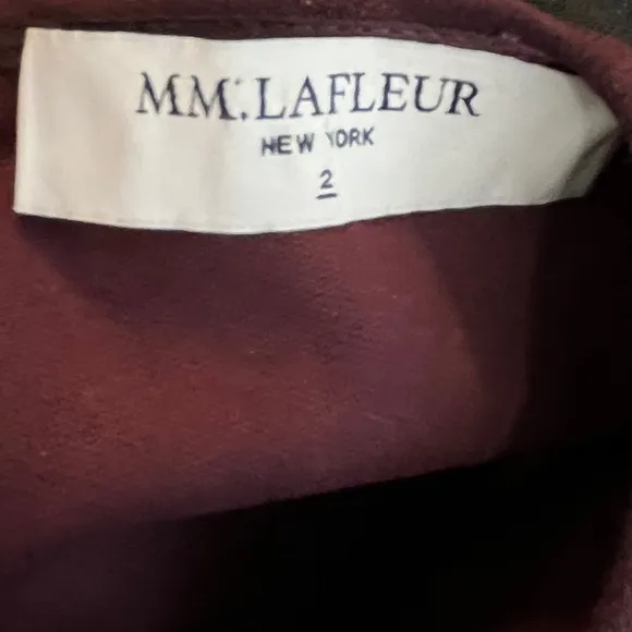 MM LaFleur Ellis Dress Aubergine Plum Ponte Knit Stretch A-line Zip Cuff Sz 2