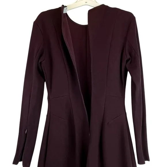 MM LaFleur Ellis Dress Aubergine Plum Ponte Knit Stretch A-line Zip Cuff Sz 2