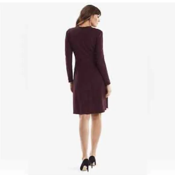 MM LaFleur Ellis Dress Aubergine Plum Ponte Knit Stretch A-line Zip Cuff Sz 2