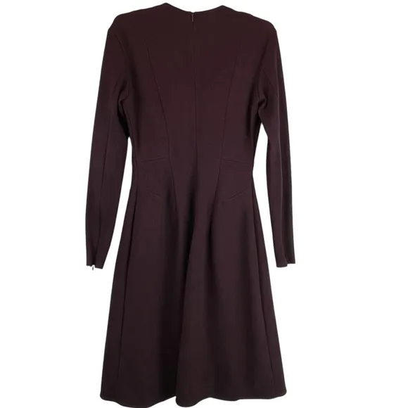 MM LaFleur Ellis Dress Aubergine Plum Ponte Knit Stretch A-line Zip Cuff Sz 2