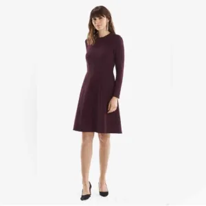MM LaFleur Ellis Dress Aubergine Plum Ponte Knit Stretch A-line Zip Cuff Sz 2