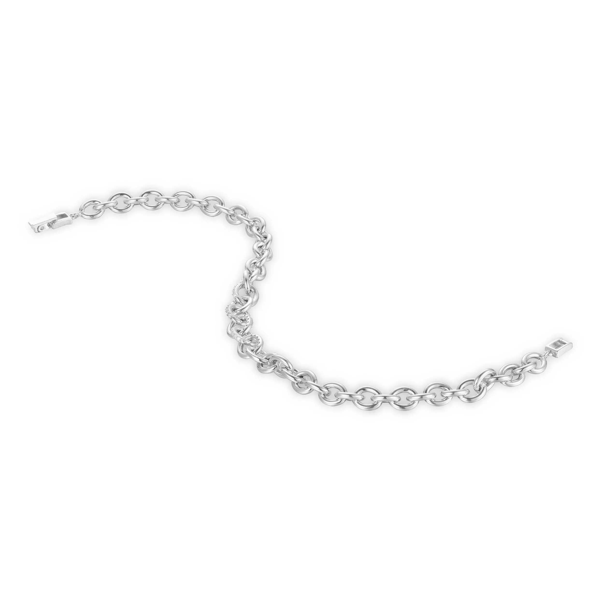 Moissanite Silver Chain Bracelet