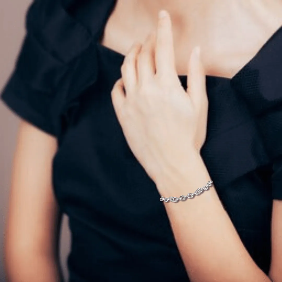 Moissanite Silver Chain Bracelet