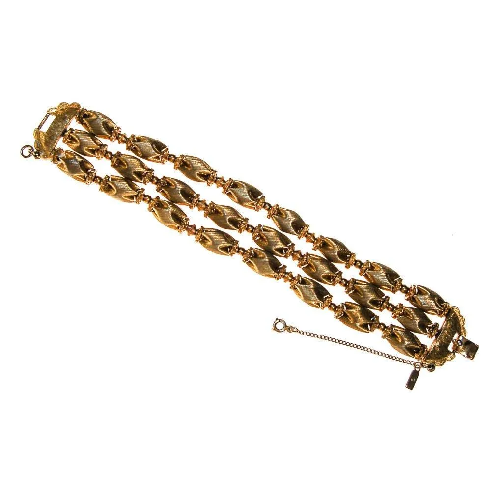Monet Triple Strand Gold Link Bracelet