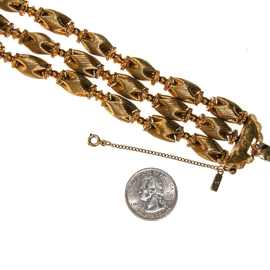 Monet Triple Strand Gold Link Bracelet