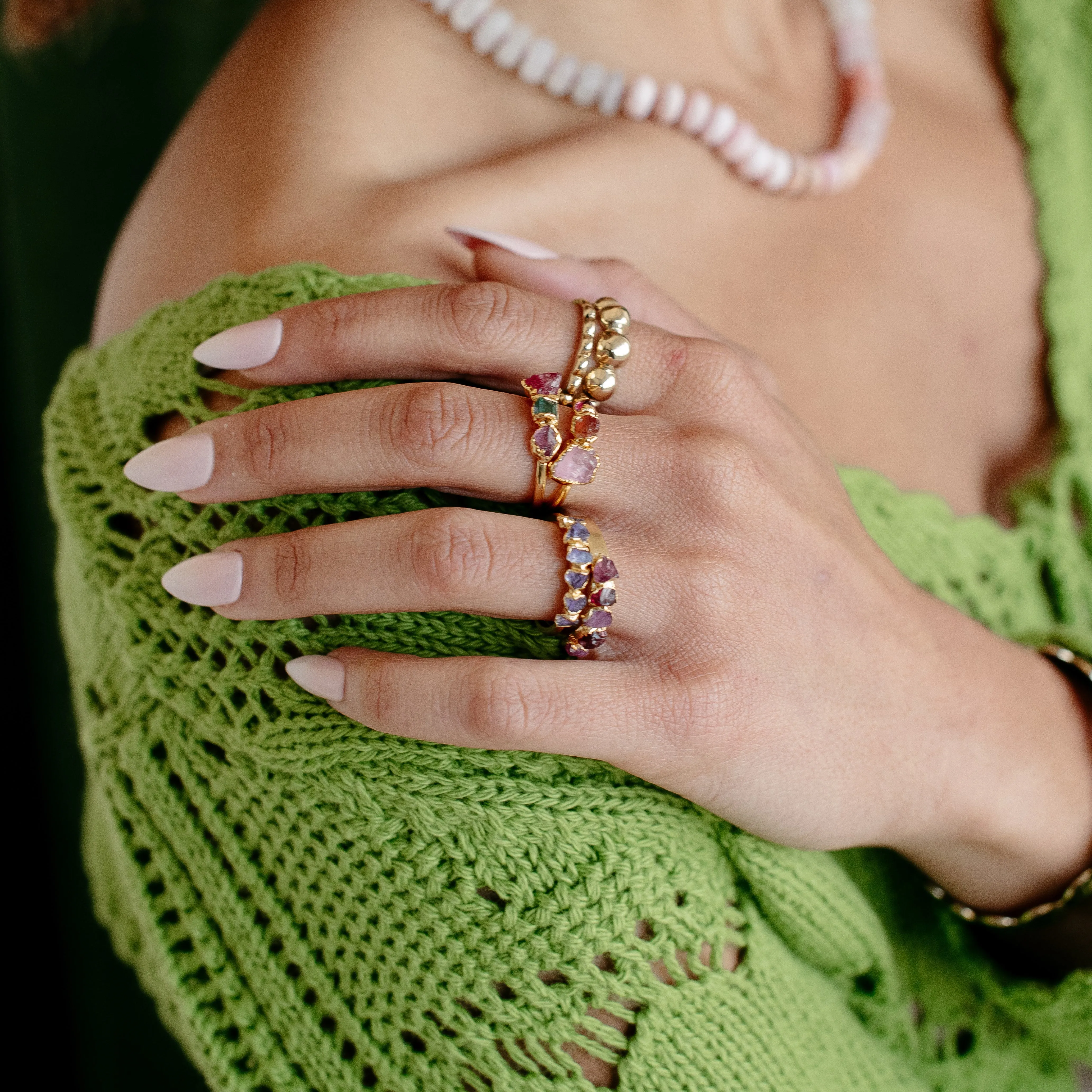 Morganite and Garnet Cocktail Ring
