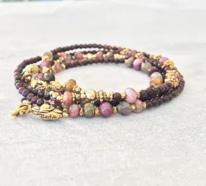 Multi Wrap Rosewood & Tourmaline Bracelet