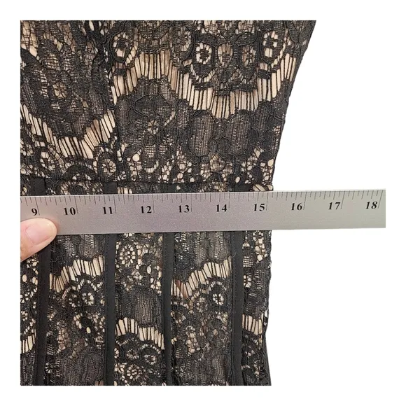 Nanette Lapore Ramona Black Lace Double V Neck Dress Size 8 Black