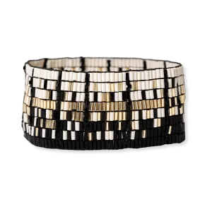 Natalia Mixed Luxe Beaded Bracelet- Black/White