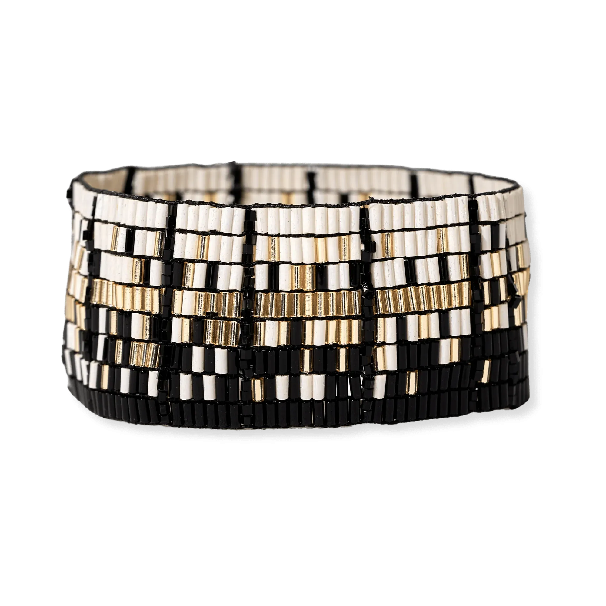Natalia Mixed Luxe Beaded Bracelet- Black/White