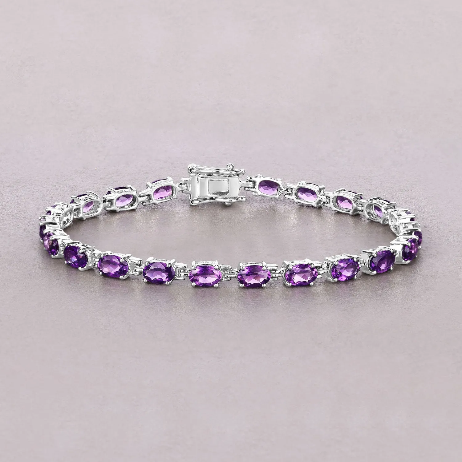 Natural Purple Amethyst Silver Tennis Bracelet Womens