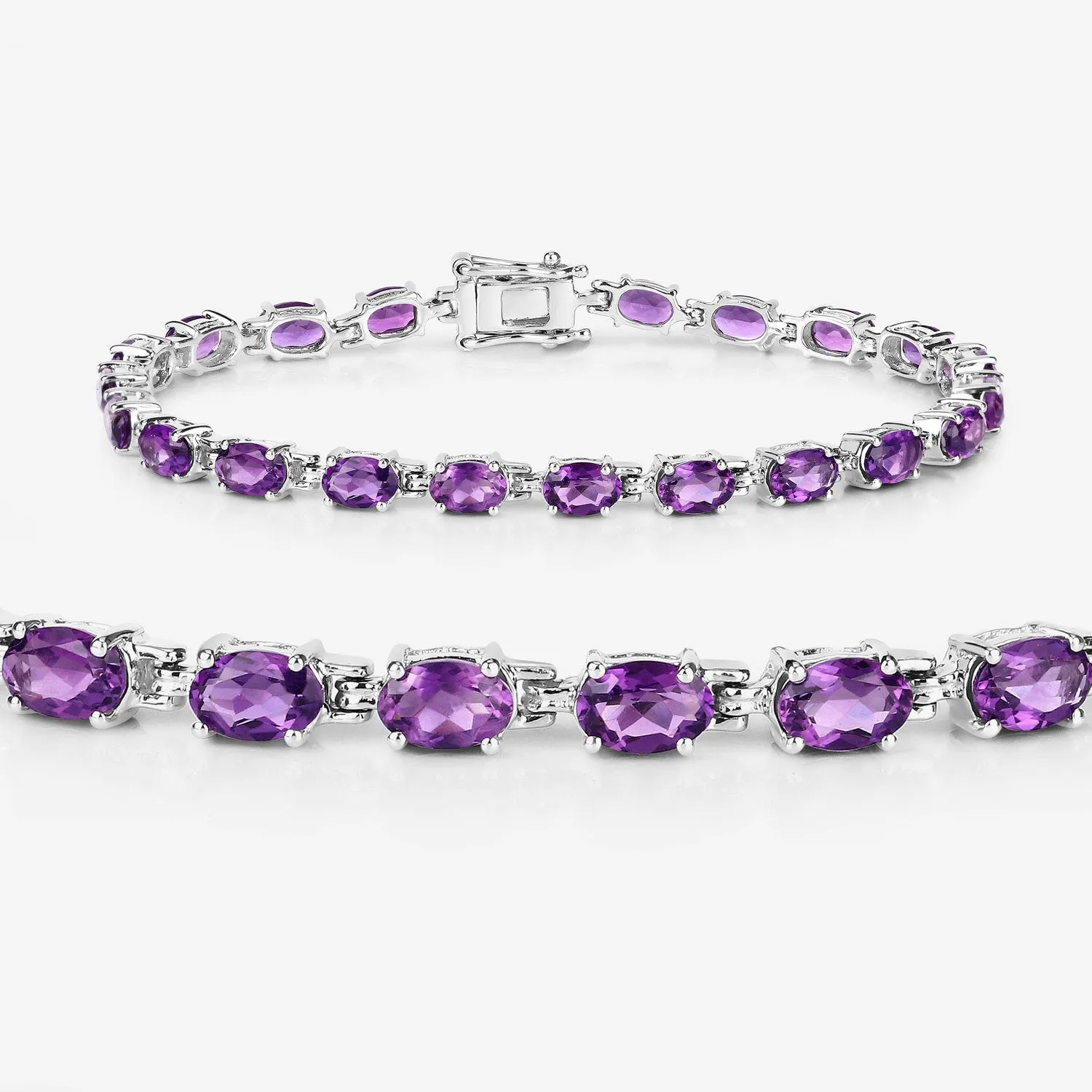 Natural Purple Amethyst Silver Tennis Bracelet Womens