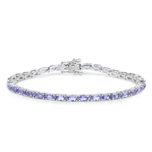 Natural Purple Tanzanite Silver Tennis Bracelet