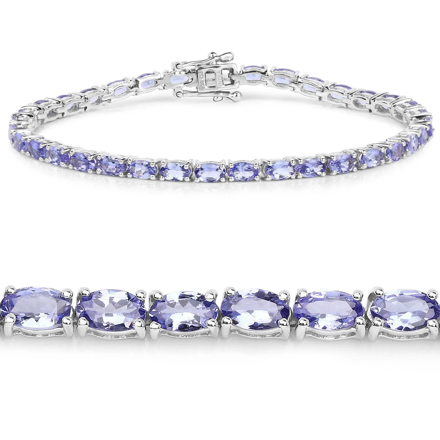 Natural Purple Tanzanite Silver Tennis Bracelet