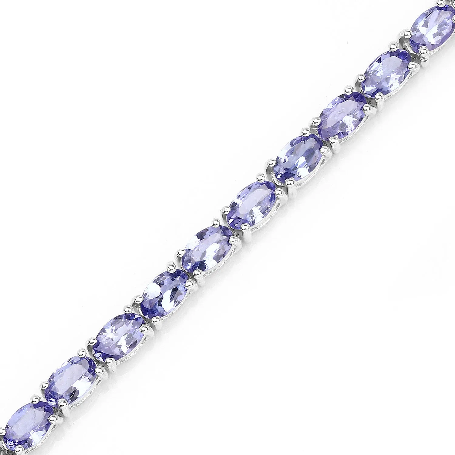 Natural Purple Tanzanite Silver Tennis Bracelet