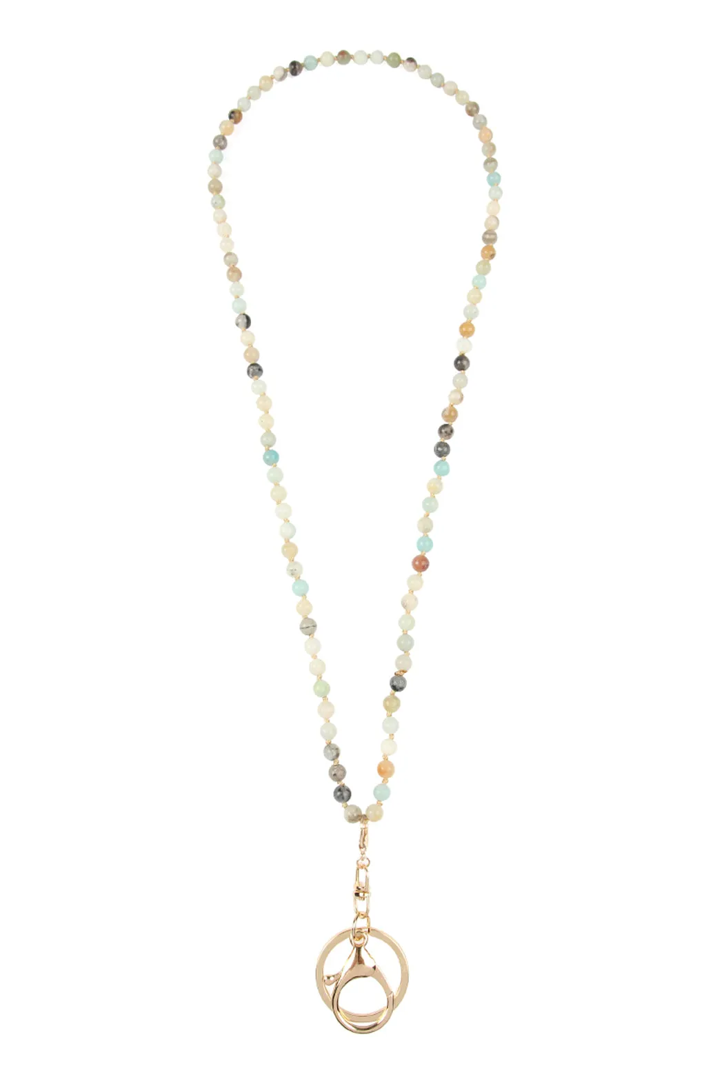 NATURAL STONE BEADS LANYARD NECKLACE
