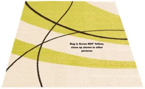 New ECARPETGALLERY Cosi Cream & Green Rug 3 Ft 11" X 5 Ft 7"! NOTE: Rug is Green NOT Yellow Close up in pictures!