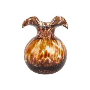NEW Vietri Hibiscus Glass Brown Tortoise Shell Bud Vase