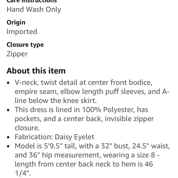 NWT New Maggy London White Eyelet puff sleeve button front Dress 4