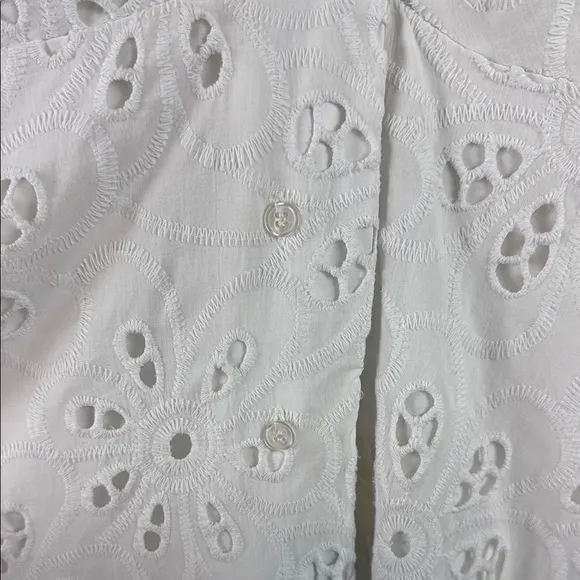 NWT New Maggy London White Eyelet puff sleeve button front Dress 4