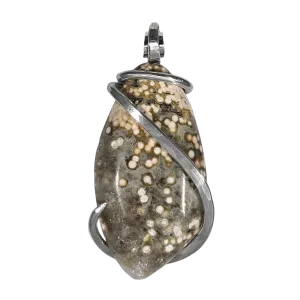 Ocean Jasper Handmade Stone Pendant Wrapped in Silver