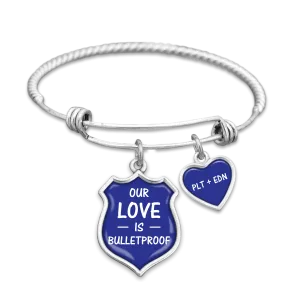 Our Love Is Bulletproof Customizable Initials Police Charm Bracelet