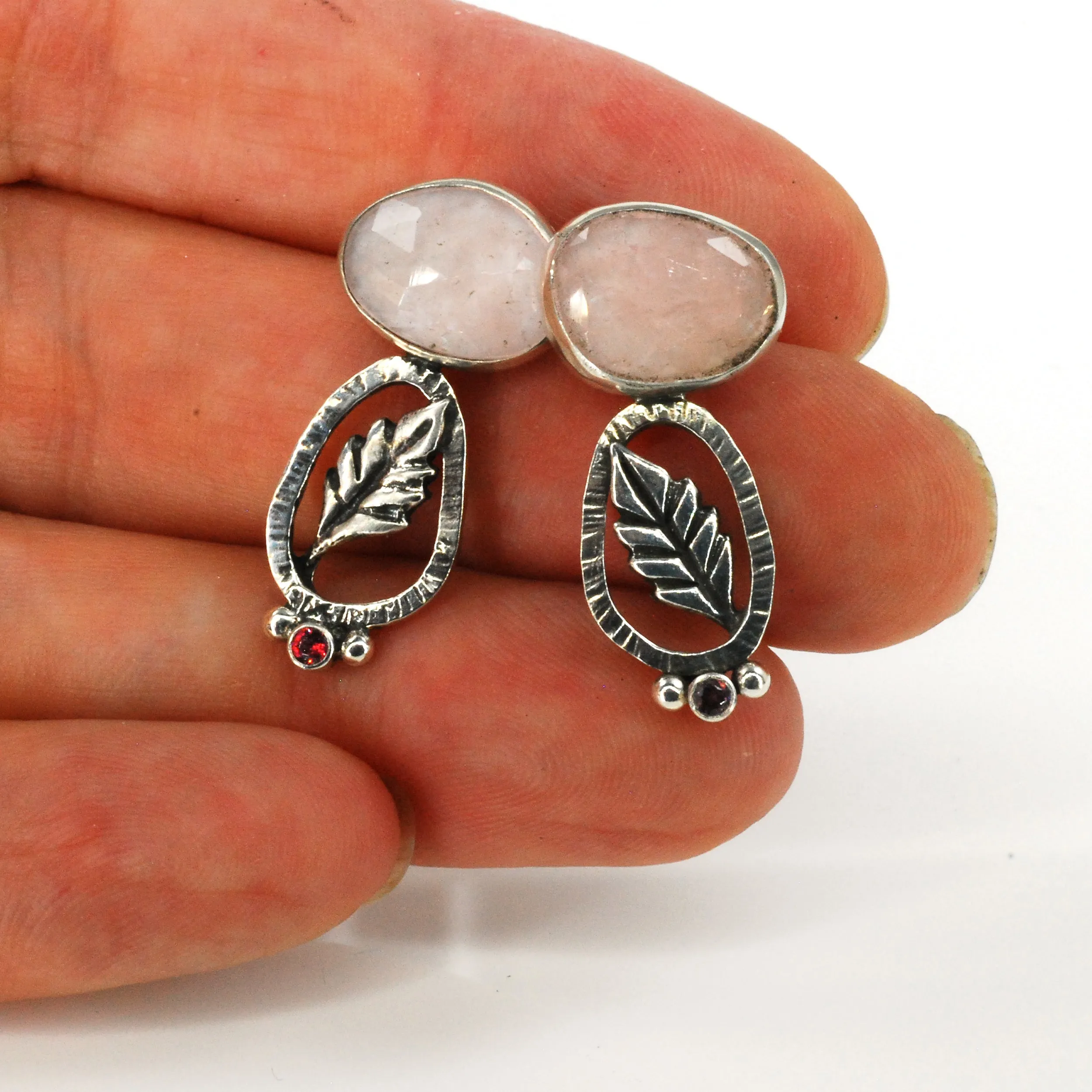 Pale Rose Leaf Earrings