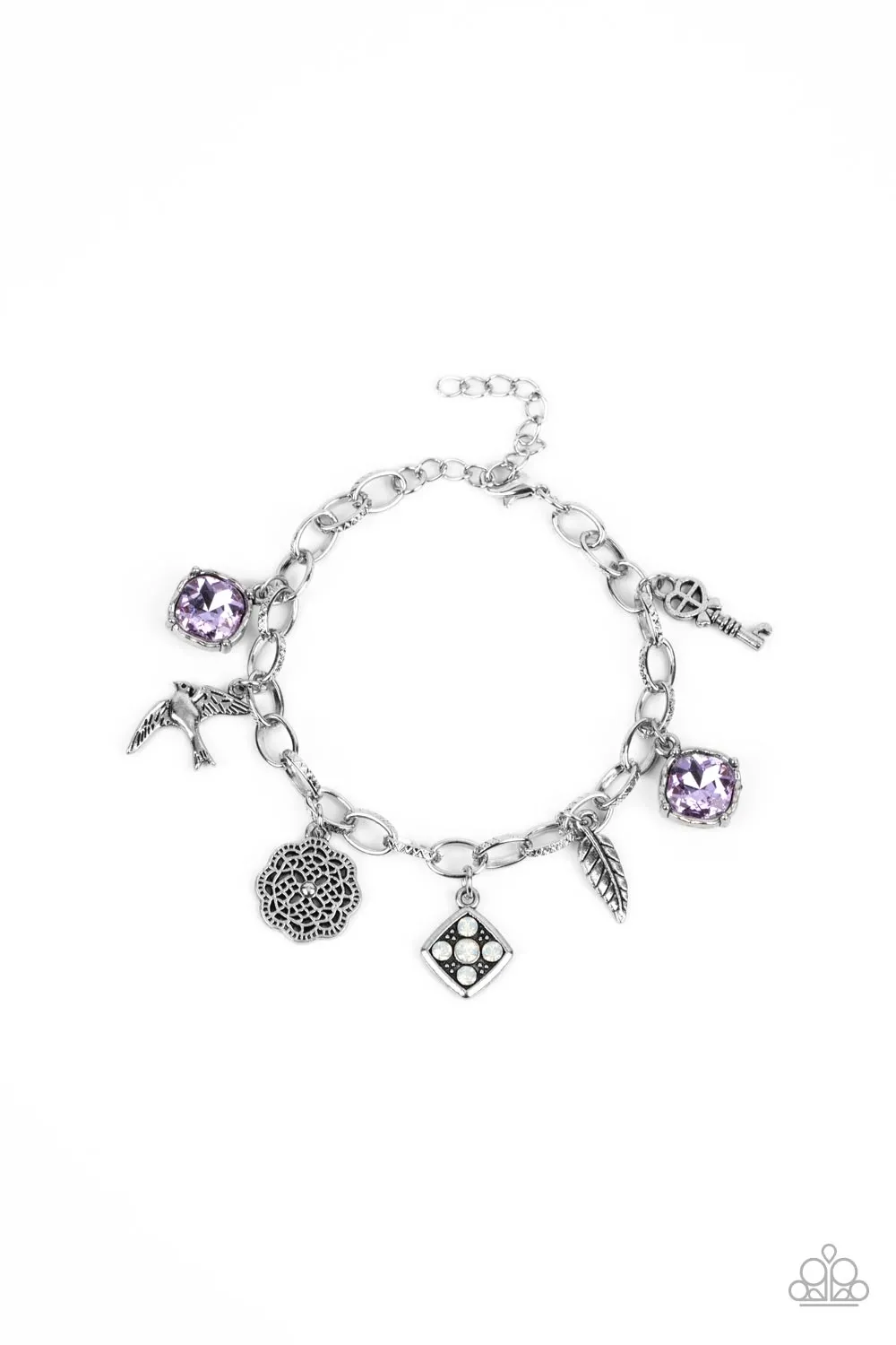 Paparazzi Fancifully Flighty - Purple Charm Bracelet