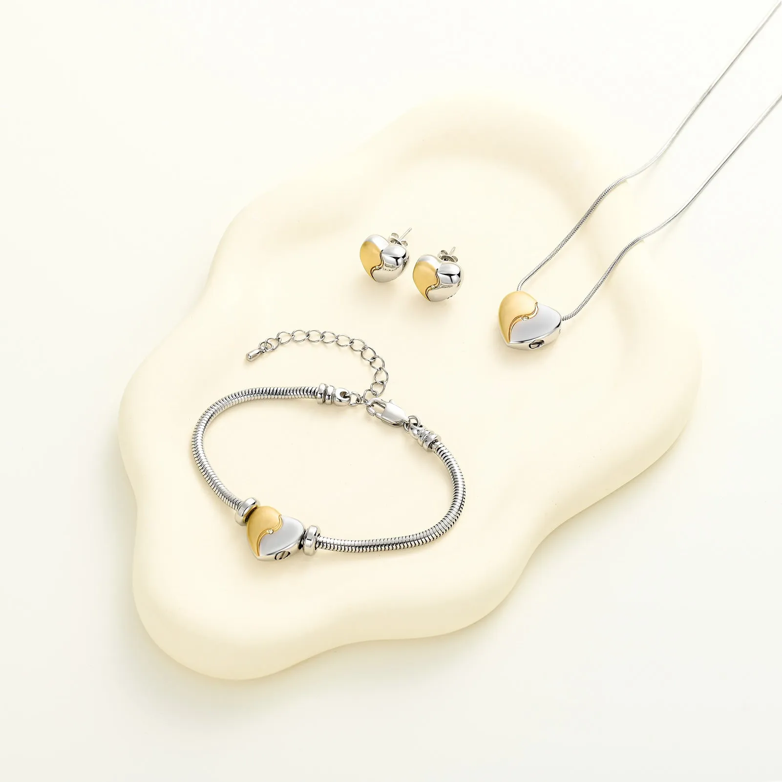 Paragon Cremation Jewelry Set - Silver and Gold Heart - ITPAR110