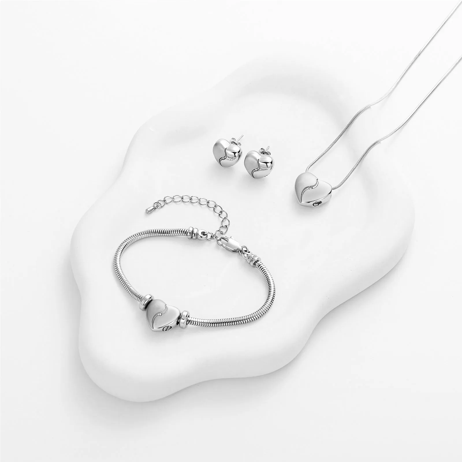 Paragon Cremation Jewelry Set - Silver Heart - ITPAR109