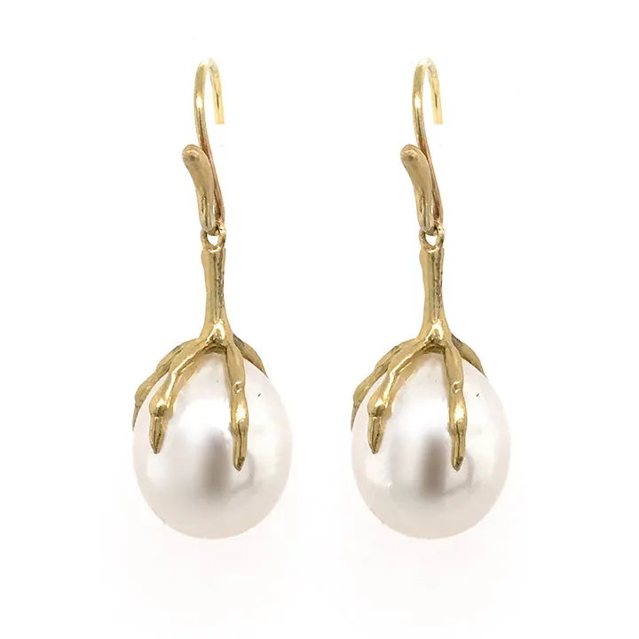 Pearl Egg and Claw Earrings