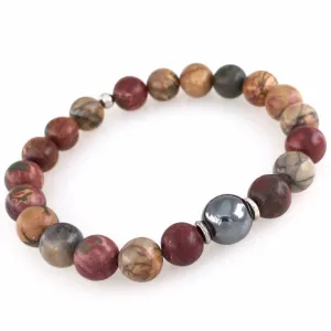 Picasso Jasper and Hematite Men's Bracelet