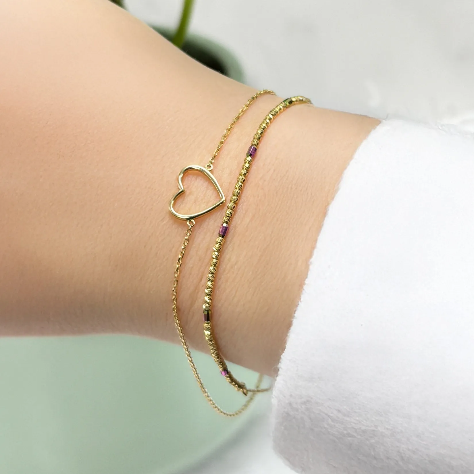 Pink and Gold Sparkle Cut Adjustable Bead Bracelet