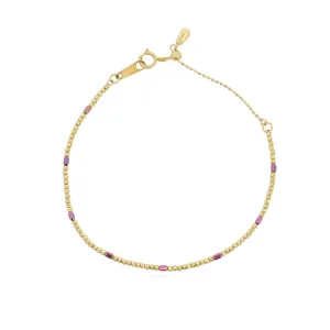 Pink and Gold Sparkle Cut Adjustable Bead Bracelet