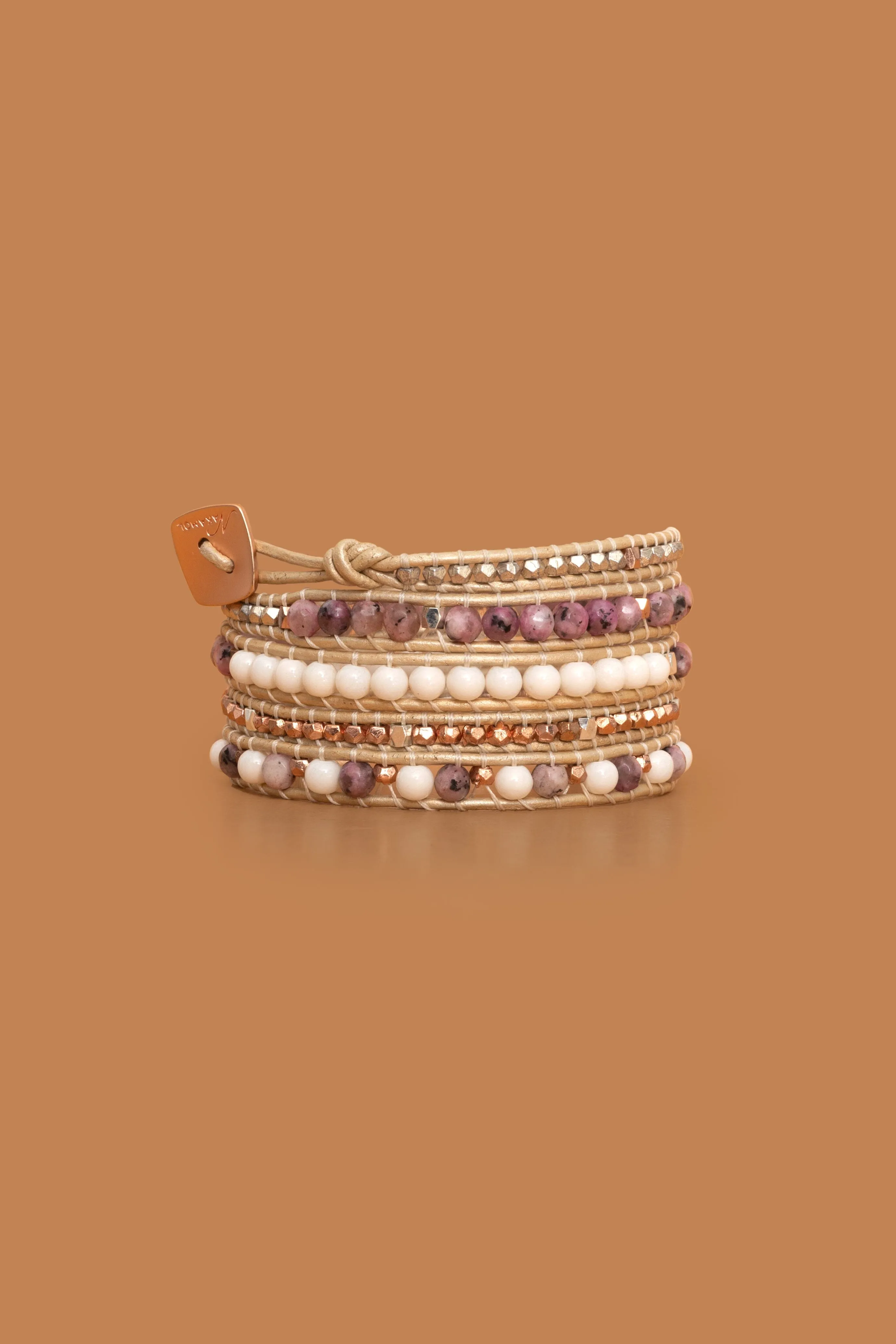 Pink Jasper Five Layer Wrap