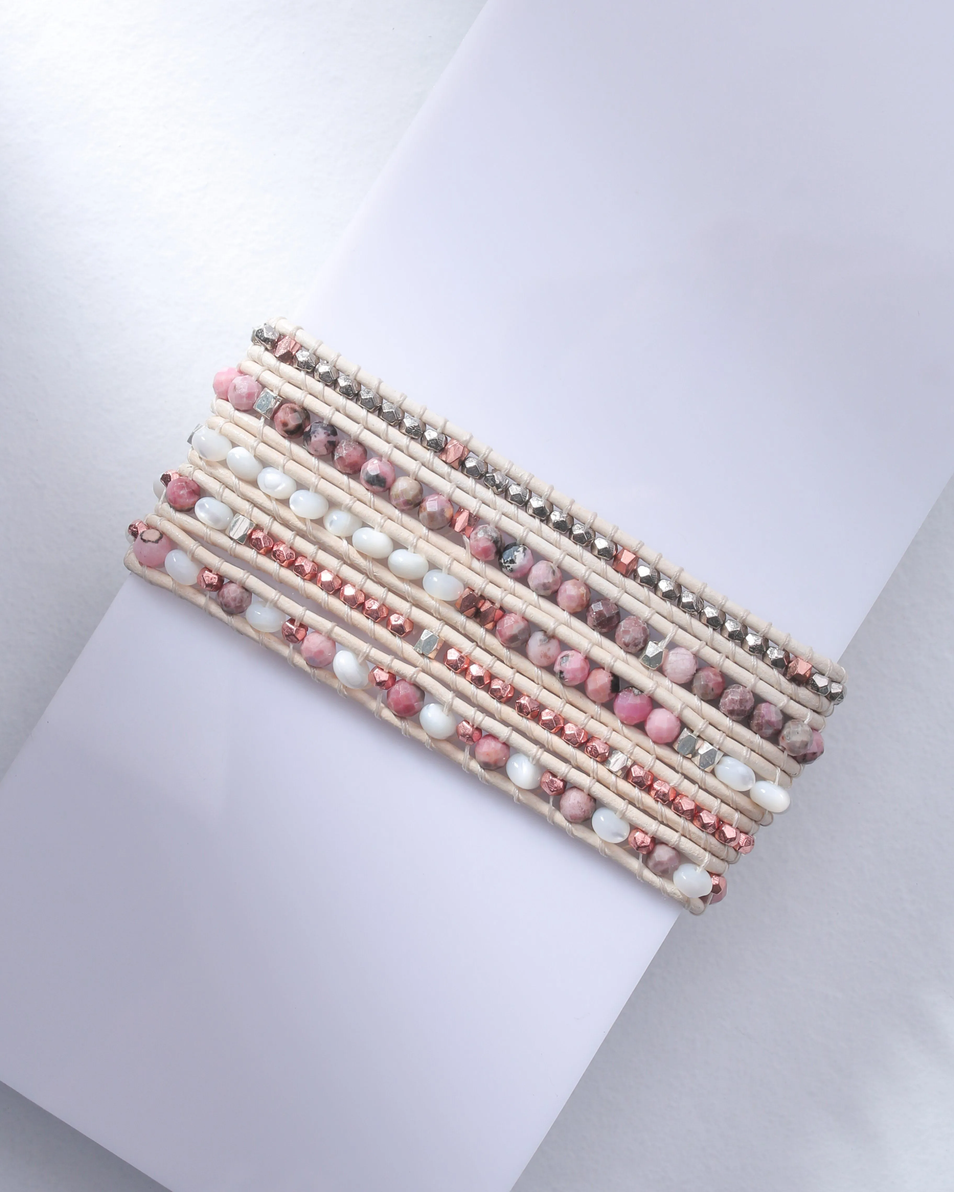 Pink Jasper Five Layer Wrap
